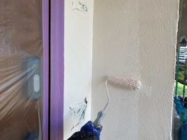 2022/3/28　外壁上塗り作業2回目